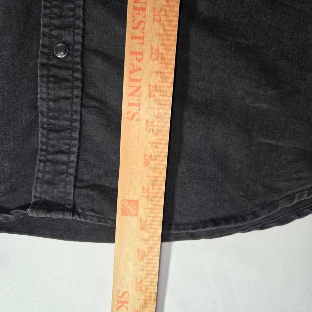 Levis Western Pearl Snap Black Denim Shirt Long Sleeve Standard Fit Mens Medium - Picture 7 of 7